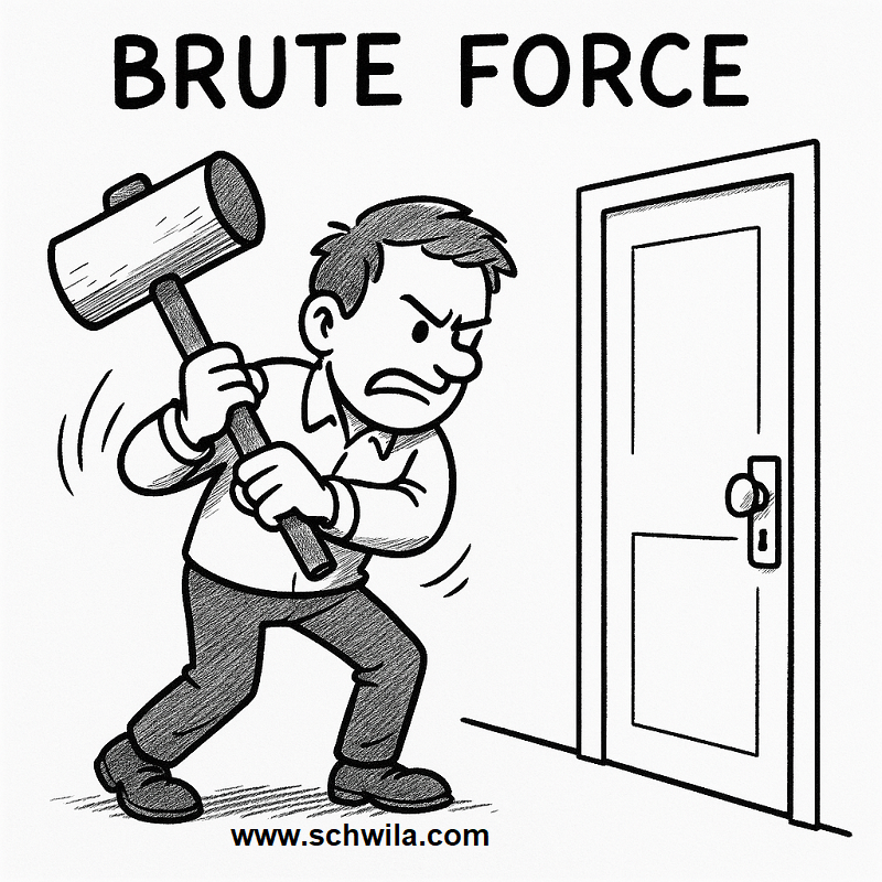 الأمن السيبراني، هجمات Brute Force، حماية كلمات المرور، التشفير، أمن التطبيقات، أساليب الاختراق، تقنيات الحماية، التعرف على التهديدات، تحليل السلوك الأمني، Schwila Security